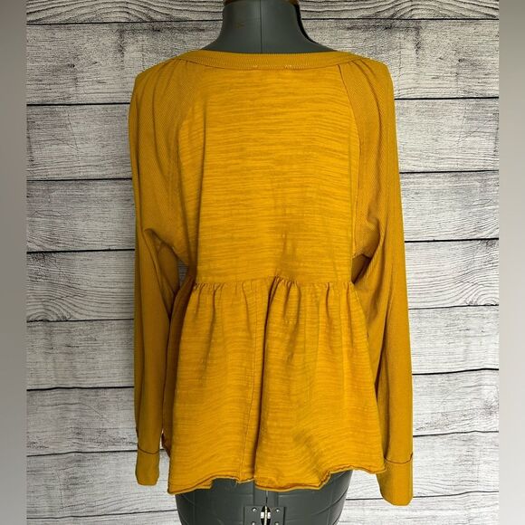 Umgee mustard yellow button up peplum blouse size small - Picture 9 of 11